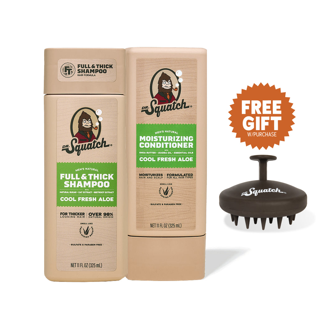 Dr. Squatch Hair Care Kit + Free Scalp Scrubber | Full & Thick Shampoo | Moisturizing Conditioner | Natural Products for Men - Utility Pick