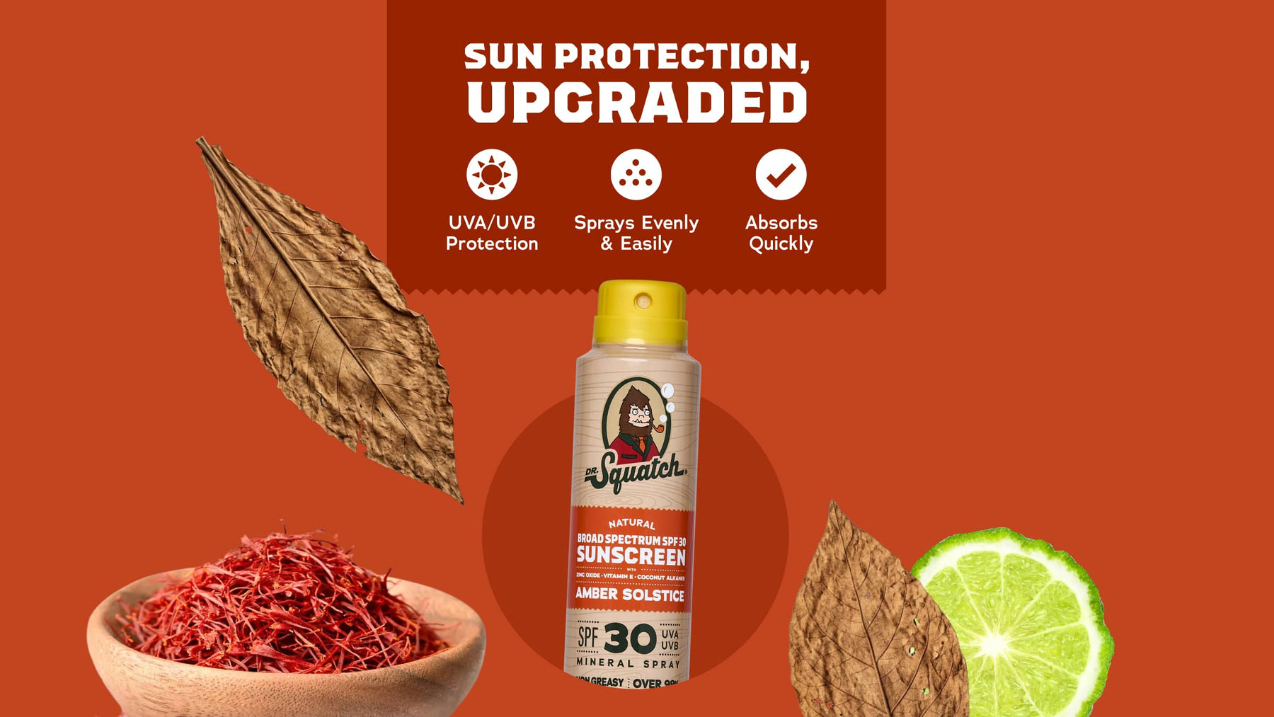 Dr. Squatch Spray Sunscreen | SPF 30 UVA/UVB Protection | Non-Greasy Mineral Sunscreen for Men - Daily Guard
