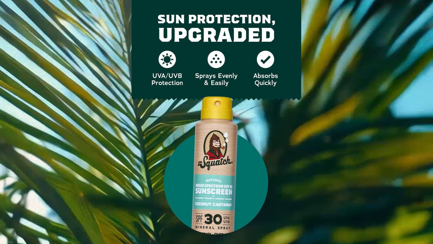 Dr. Squatch Spray Sunscreen | SPF 30 UVA/UVB Protection | Non-Greasy Mineral Sunscreen for Men - Daily Guard