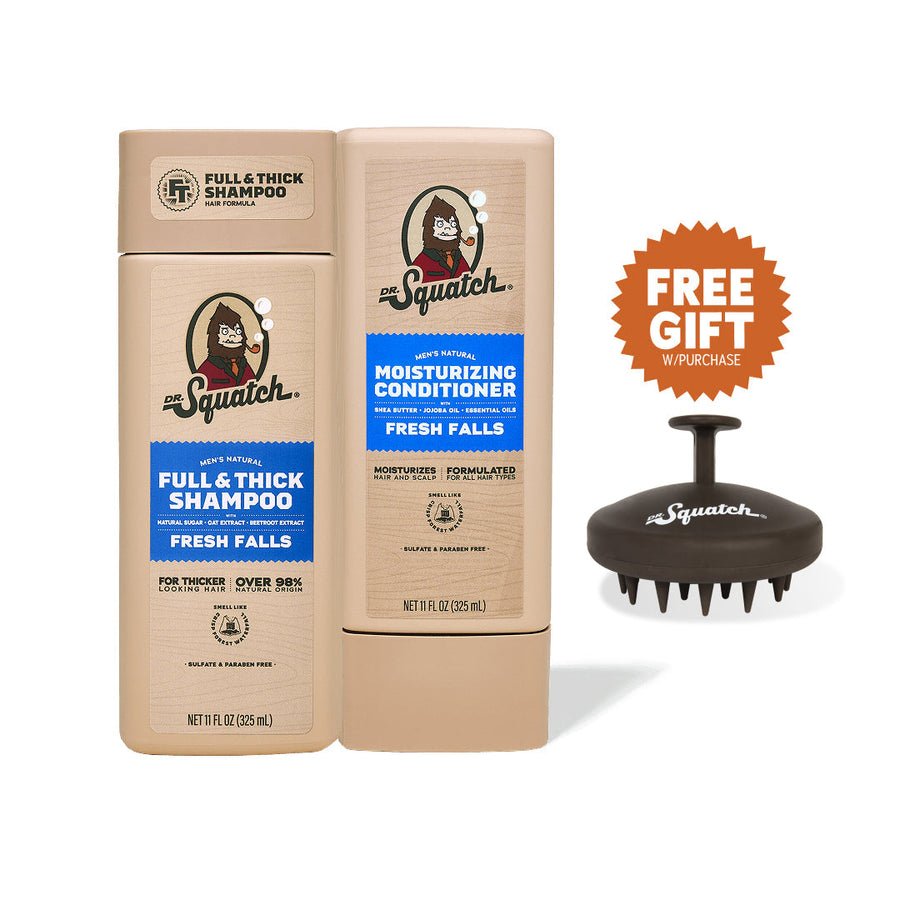 Dr. Squatch Hair Care Kit + Free Scalp Scrubber | Full & Thick Shampoo | Moisturizing Conditioner | Natural Products for Men - Utility Pick